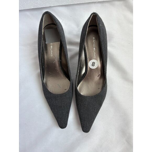 Bandolino Grey Fabric Kitten Heel Pumps Career Office Professional Pointed Toe 8 - Picture 3 of 7